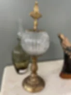 Vintage brass and clear class table décor