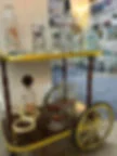 Bar cart with vintage glassware