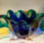 Vintage dark blue Murano glass bowl