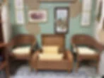 Vintage patio furniture and farmhouse art