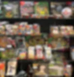 Collectible trading cards in showcase