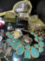 Collectible vintage jewelry in display showcase