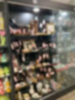 Glass display showcase in antique mall