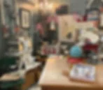 Antique mall booth with muted and Americana-style décor