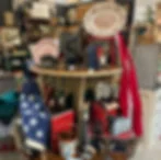 Vintage Americana décor in nostalgic antique mall booth