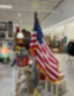 Vintage American flag inside America's Antique Mall