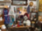 Antique mall booth full of vintage Americana decorations
